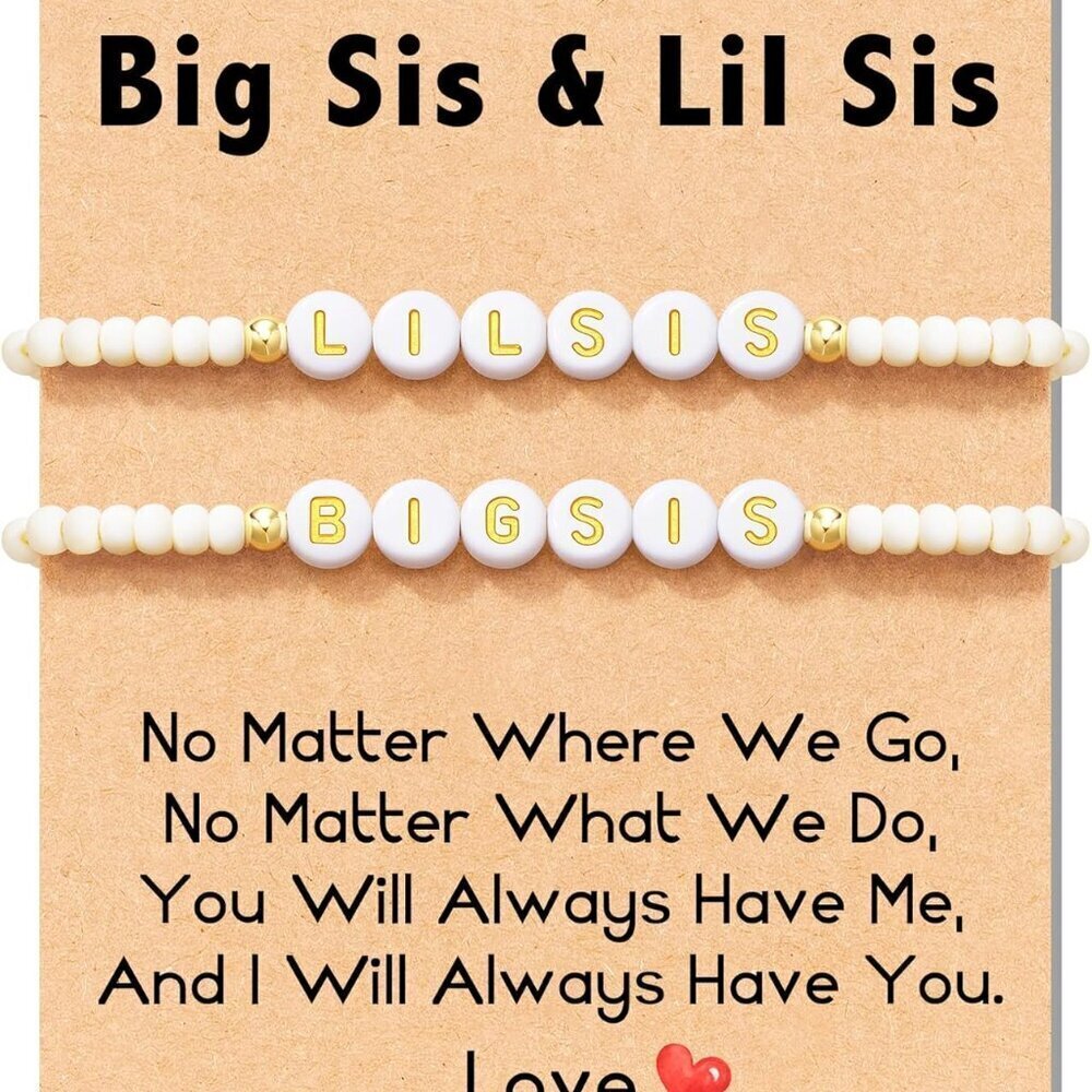 Matching Sisters Bracelets Gift Set Adjustable Stone Jewelry for Big and Little